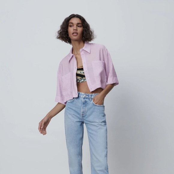 Zara Tops Zara Flowy Cropped Shirt Poshmark